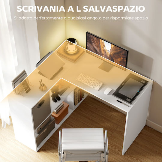 Birou Colțar Din Lemn Alb 110x100x75cm