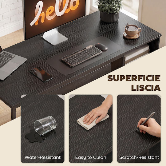 Birou de Calculatoare din Lemn Negru 120x52.3x76cm