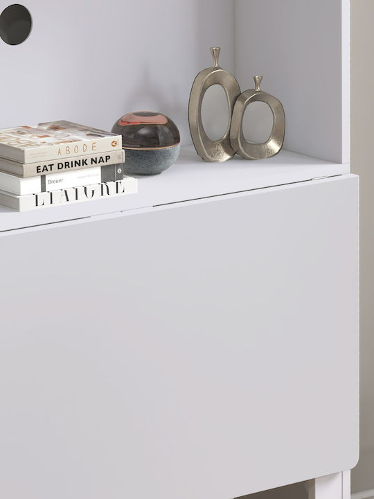Schreibtisch Aus Holz mit Integriertem Bücherregal Weiß 80x69x155cm