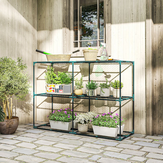 Outsunny Suporturi Deschise Pentru Plante Pe Trei Nivele Oțel Plastic 143x48x100 Cm Verde Închis 84h-435v00dg