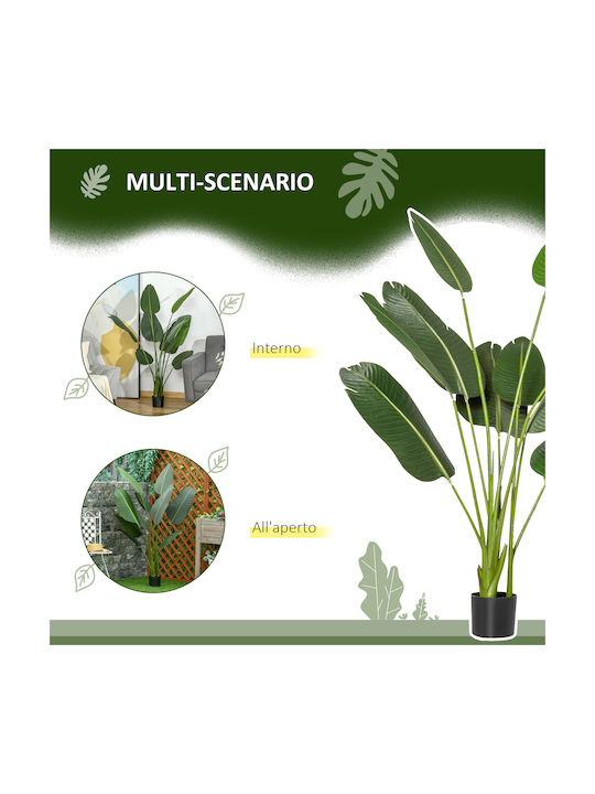 Homcom Artificial Banana Tree 160 cm Pot 10 Realistic Leaves Tropical Decorative Plant Indoor Outdoor Green 830-442