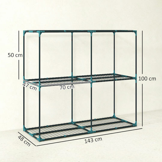 Outsunny Three-Tier Open Plant Covers Steel Plastic 143x48x100 cm Dark Green 84h-435v00dg