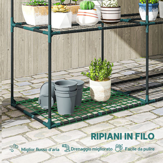 Outsunny Three-Tier Open Plant Covers Steel Plastic 143x48x100 cm Dark Green 84h-435v00dg