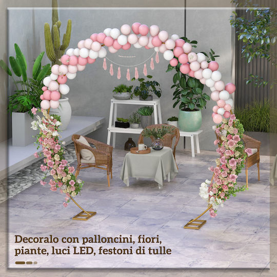 Outsunny Arcadă De Grădină Din Oțel Arcadă Nuntă Baloane Plante Cățărătoare Ceremonii Zile De Naștere Evenimente Aurie 844-765v00gd