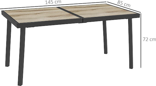 Ξύλινο Τραπέζι Γκρι 145x85εκ.