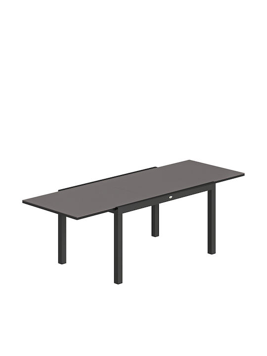 Aluminium Ausziehbarer Schwarzes Garten- und Terrassentisch 240x90cm