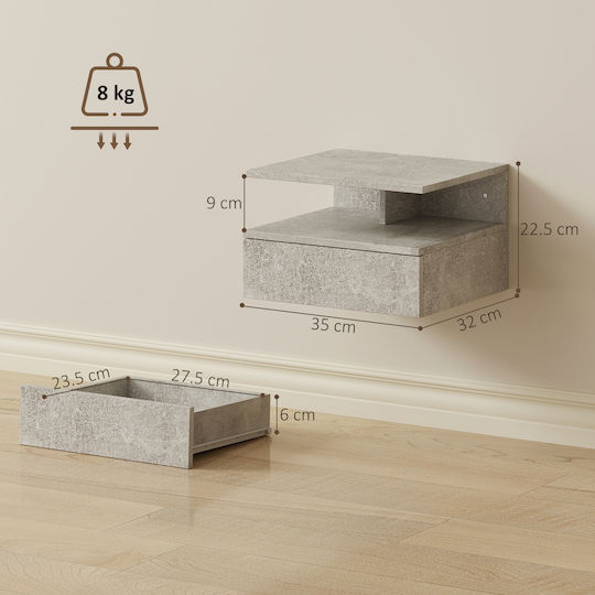 Bedside Tables Wooden Gray 2 Pieces 35x32x22.5cm