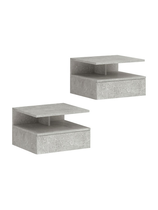 Κομοδίνα Ξύλινα Γκρι 2τμχ 35x32x22.5cm
