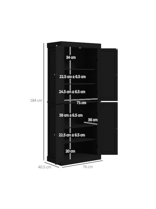 Wand Küchenschrank Schwarz 76x40.5x184cm