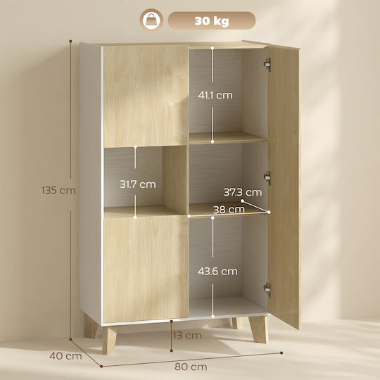 Bodenständiger Küchenschrank Weiß 80x40x135cm