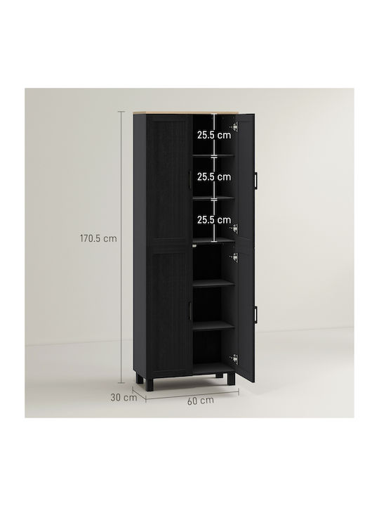 Επιδαπέδιο Ντουλάπι Μαύρο 60x30x170.5εκ.