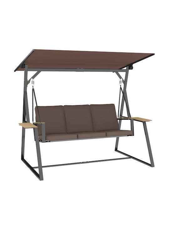 Κούνια με Βάση 3 Θέσεων Μεταλλική Μ222xΠ131xΥ175cm Καφέ Κούνια με Βάση 3 Θέσεων Μεταλλική Μ222xΠ131xΥ175cm Καφέ