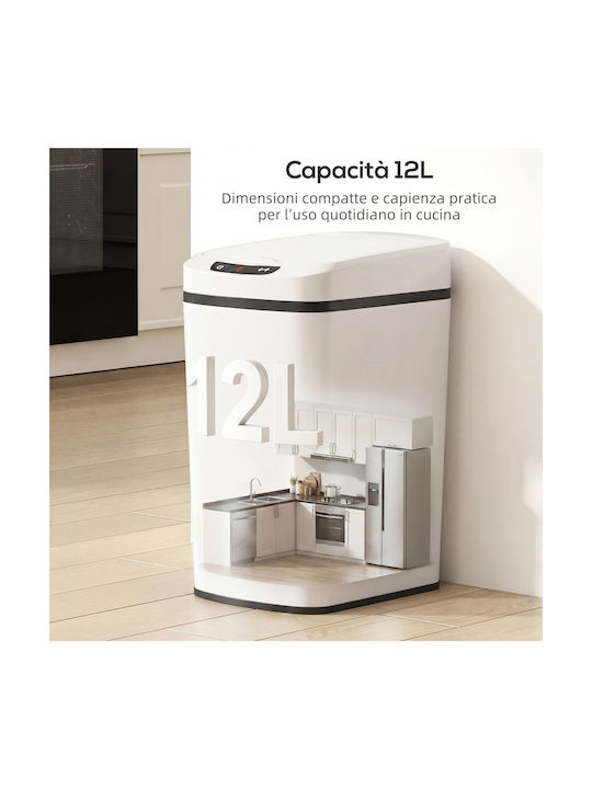 HomCom Waste Bin From Stainless Steel White 12lt