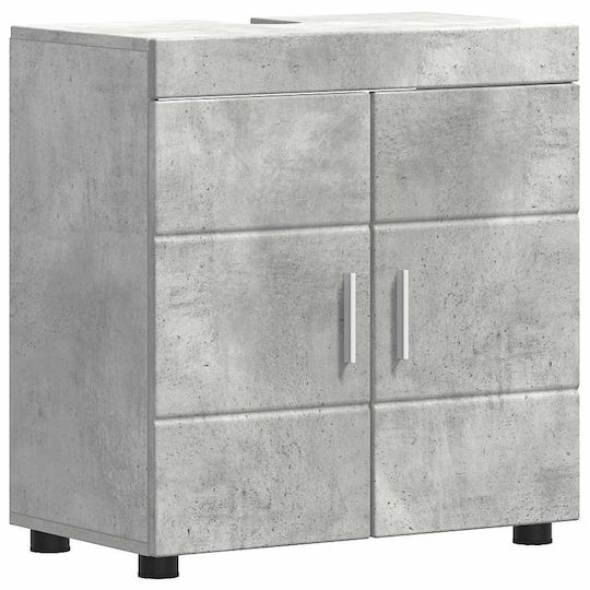 vidaXL Badezimmer Waschtisch-Einheit mit Waschbecken & Spiegel M60xB34xH63cm Grau