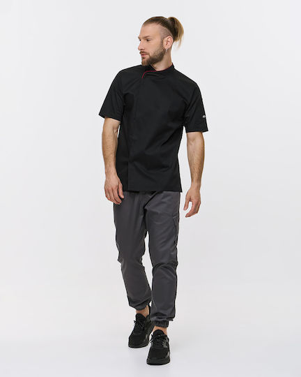 Ayo Bluse Koch Unisex Schwarz mit Kurzärmelig