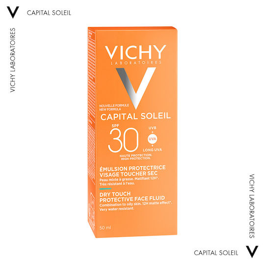 Vichy Ideal Soleil Fluid Matifiant Textură Uscată Cremă De Față Aproofă Pentru Plajă SPF30 50ml