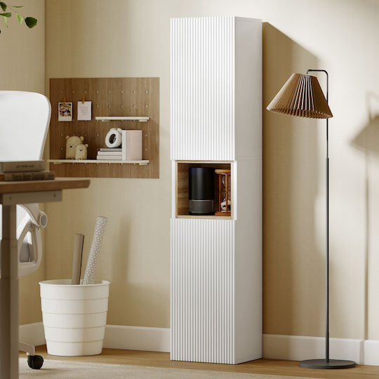 HomCom Bathroom Cabinet 30x24x140cm Natural Wood