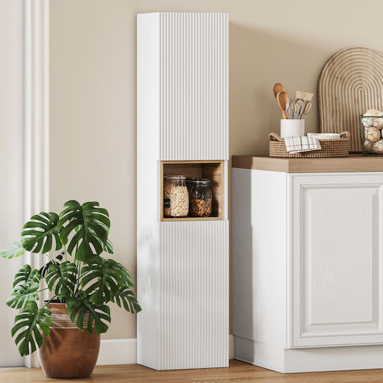 HomCom Bathroom Cabinet 30x24x140cm Natural Wood