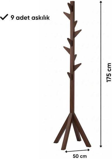 SteweHome Καλόγερος Ξύλινος Καφέ 175cm