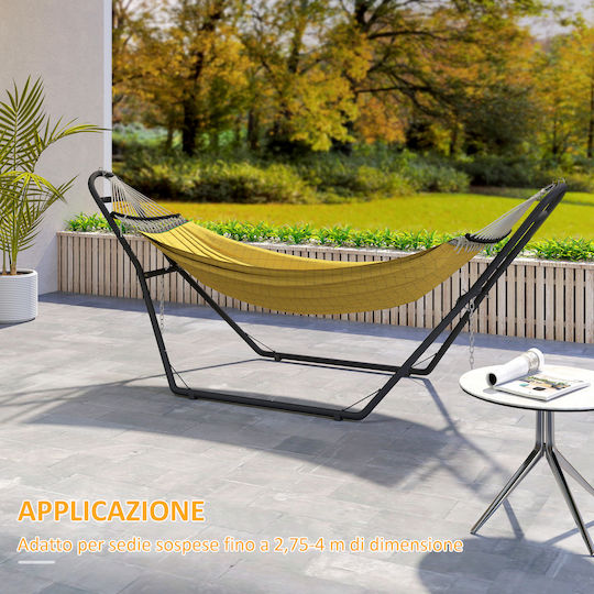 Outsunny Πτυσσόμενη Βάση Αιώρας Μεταλλική Μαύρη 97x278x112cm