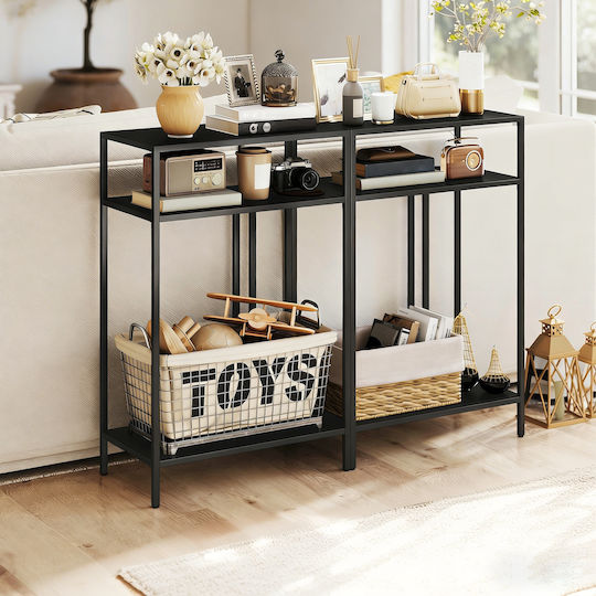 HomCom Konsolentisch Metall Schwarz Länge 55cm Breite 30cm Höhe 85cm