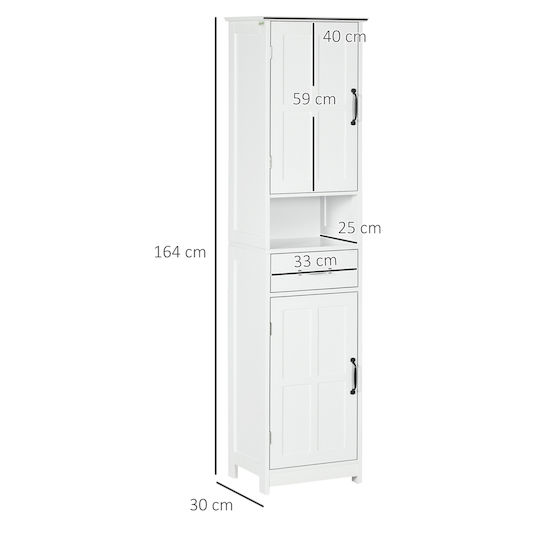 Kleankin Coloană De Baie De Pardoseală M40xA30xÎ164cm Albă