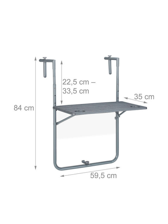 Masa Metalică Pliabilă Pentru Spații Exterioare Mici Gri 59.5x63x73cm