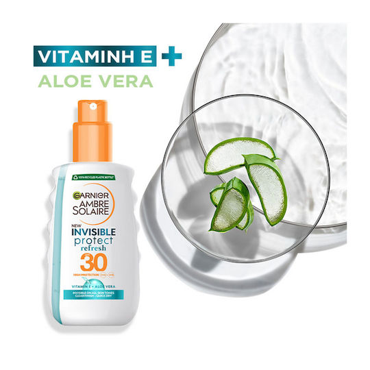 Garnier Ambre Solaire Clear Protect Transparent Αδιάβροχη Αντηλιακή Κρέμα Σώματος SPF30 σε Spray 200ml