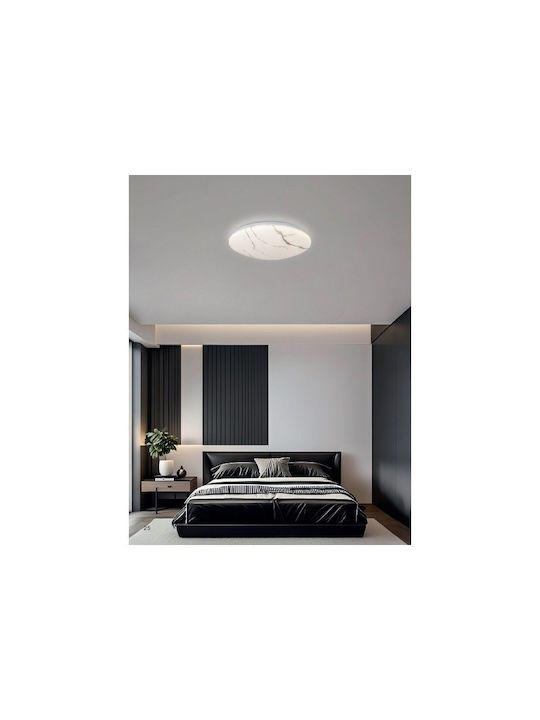 Sun Light Πλαφονιέρα Οροφής Λευκή με Ενσωματωμένο LED από Κεραμικό Υλικό και Τηλεχειριστήριο