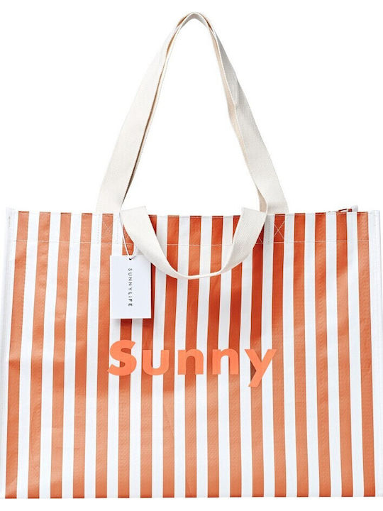 Sunnylife Stoff Strandtasche mit Kulturtasche Beige S61CBBTC