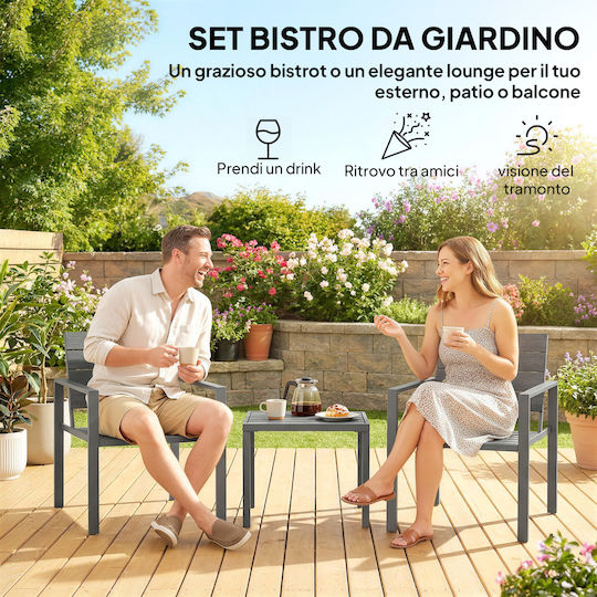 Outsunny Garten- und Outdoor-Möbelsets Wohnbereich 3 Stück Dunkelgrau
