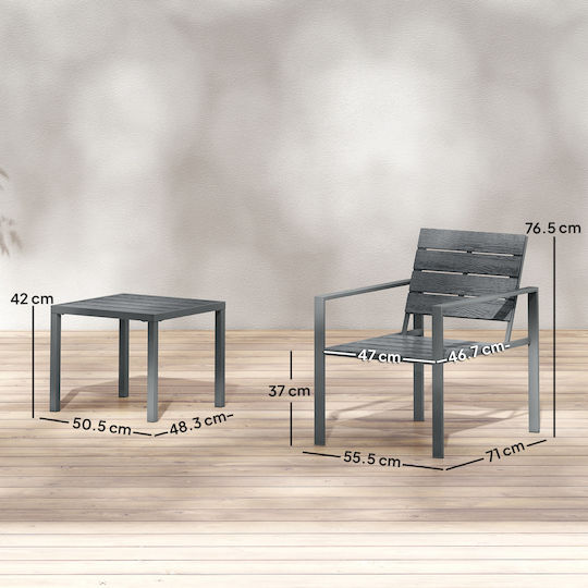 Outsunny Garten- und Outdoor-Möbelsets Wohnbereich 3 Stück Dunkelgrau