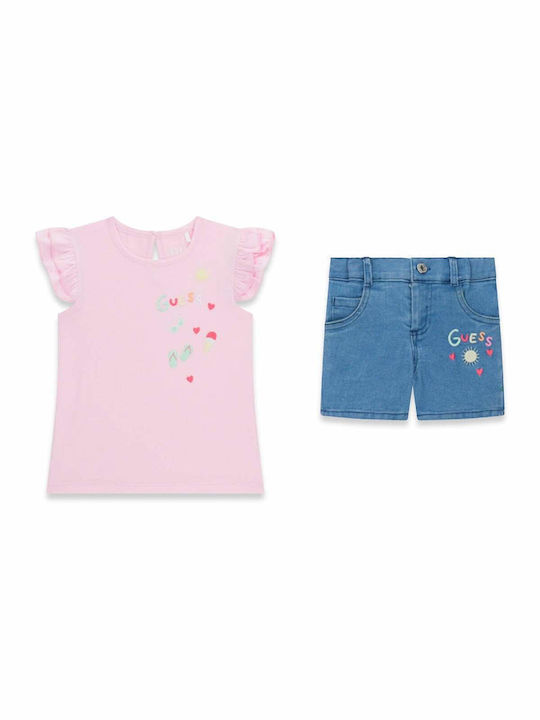 Kids Clothing Set with Shorts Summer 2 Pieces Soft Pink