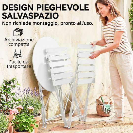 Outsunny Garten- und Outdoor-Möbelsets Wohnzimmer Typsatz 3 Stück Weiß