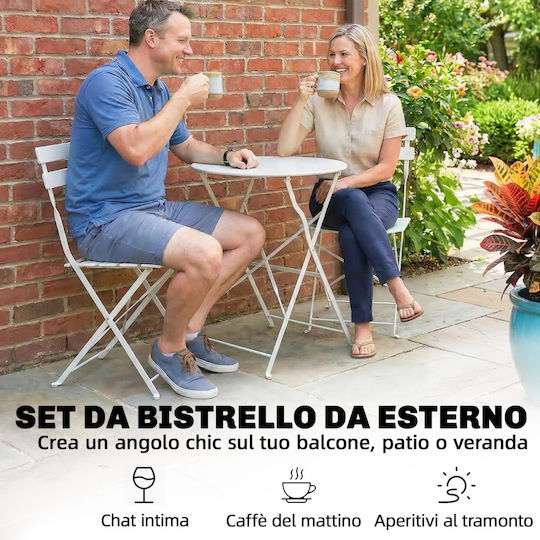 Outsunny Garten- und Outdoor-Möbelsets Wohnzimmer Typsatz 3 Stück Weiß