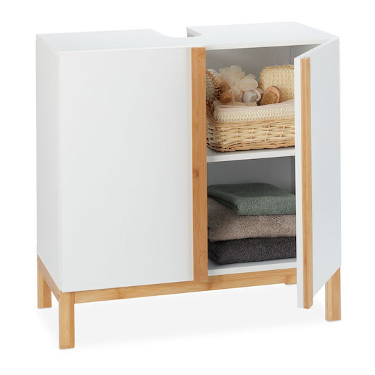 Relaxdays Unitate De Mobilier Pentru Baie Fără Lavoar L60xA30,5xÎ60,5cm Alb/Maro