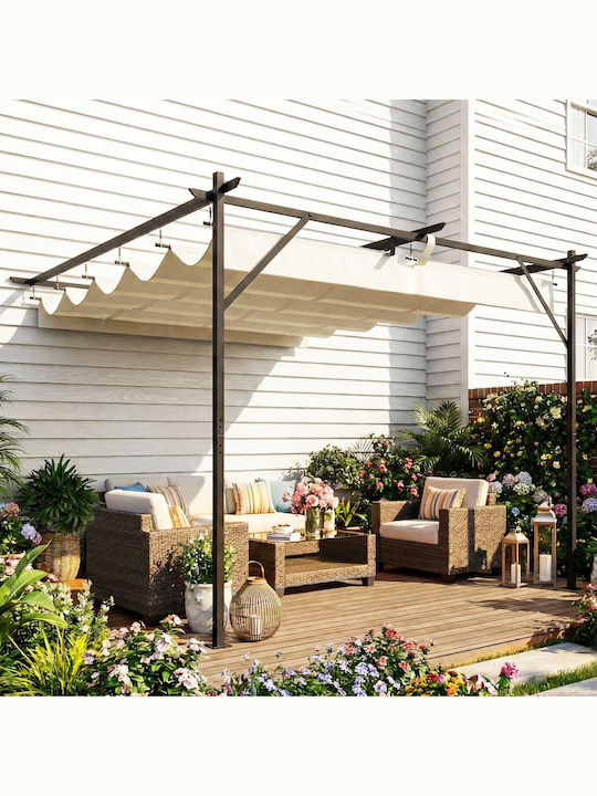 Outsunny Κιόσκι Κήπου με Led Μπεζ 3x3m