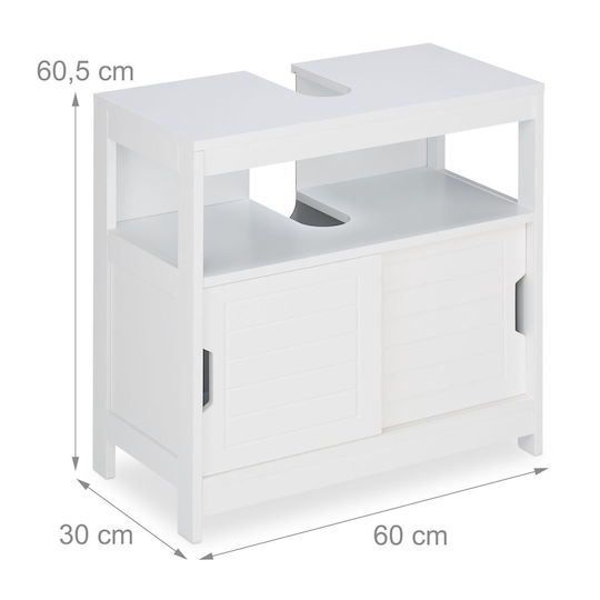 Relaxdays Bathroom Vanity Unit Without Sink L60xD30xH60.5cm White