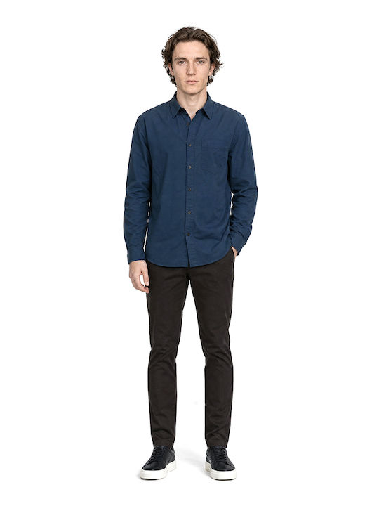 Poplin Long Sleeve Shirt in Regular Fit Blue