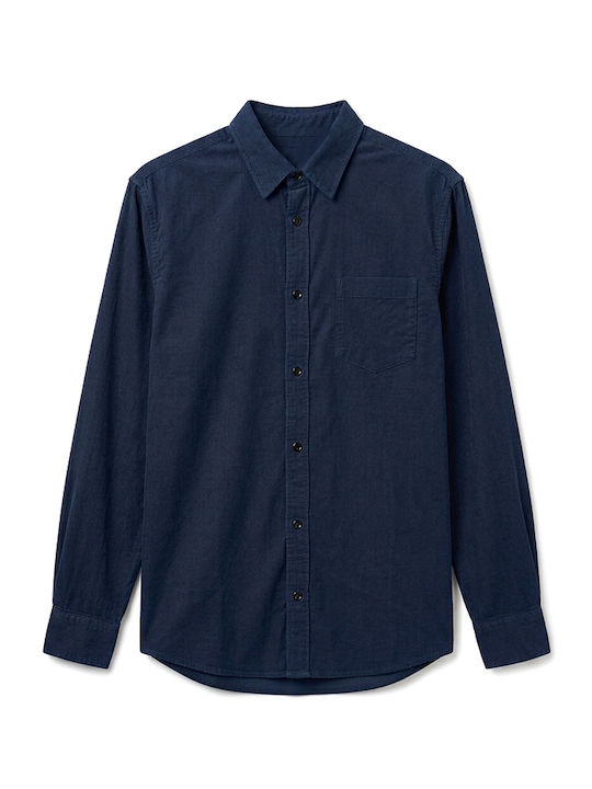 Poplin Long Sleeve Shirt in Regular Fit Blue