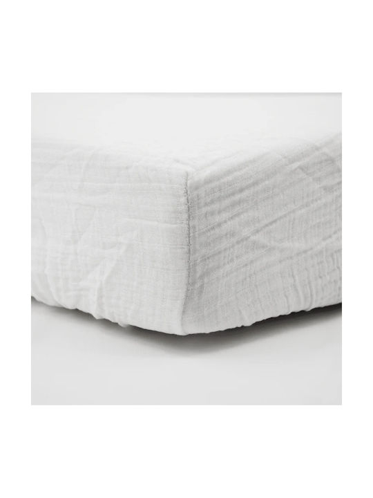 Little Band Подредба Детски Чаршафи За Количка Памучни с Ластик Бели 60x120см 2 Бройки