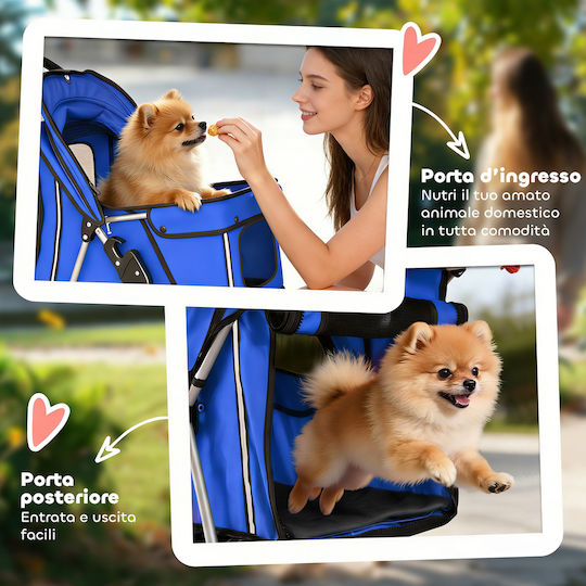 Pawhut Waterproof Dog and Cat Carrying Stroller up to 10kg Blue