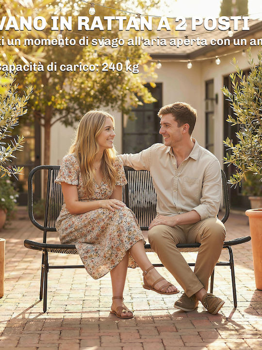 Two-Seater Outdoor Rattan Sofa 117x67x80cm
