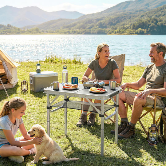 Outsunny Tabel Aluminiu pentru Camping Pliabil Negru