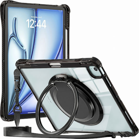 Avizar Case Ipad Pro 11 2026 In Shockproof Silicone Handle Shoulder Strap Black