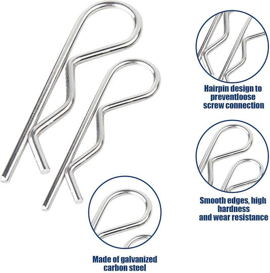 Set Siguranțe Tip R Zola 150 Bucăți Oțel Diverse Mărimi Axe de Fixare Șuruburi Organizator Plastic