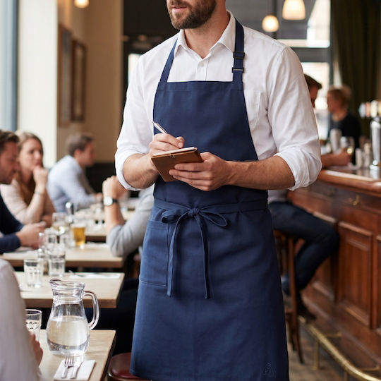 Tips Full Body Catering Apron Navy Blue Large Pocket