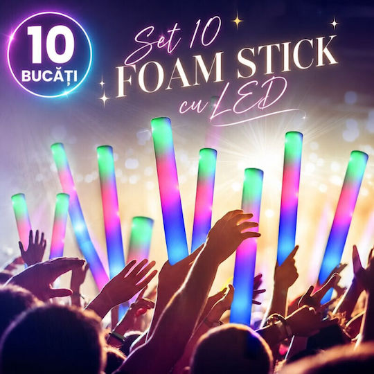 Set 10 Bețe Spumă LED Lungime 46 Cm Petreceri