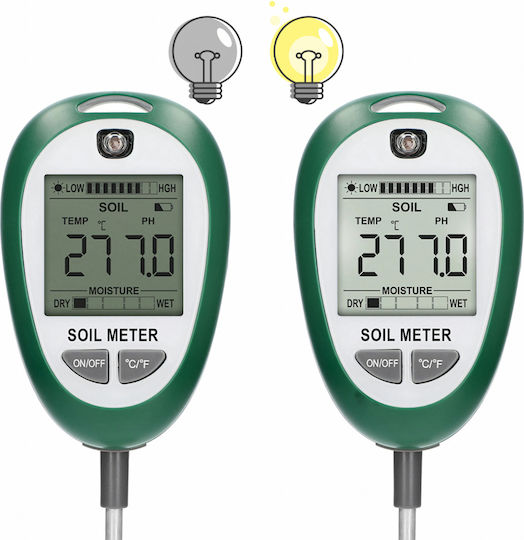 Tester Sol 4 În 1 Zola Ph Umiditate Lumină Temperatură Măsurare Ecran Lcd Alimentat Cu Baterie