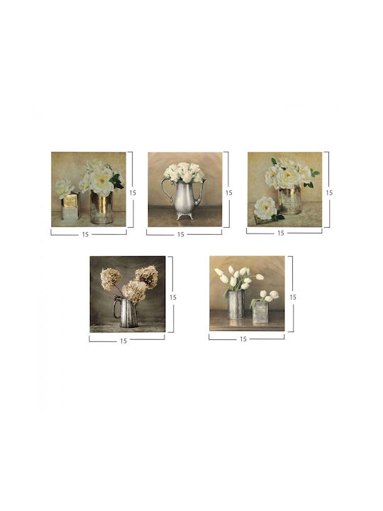 Freebox Romantic Flowers Πεντάπτυχος Πίνακας Ξύλινος 75x15cm